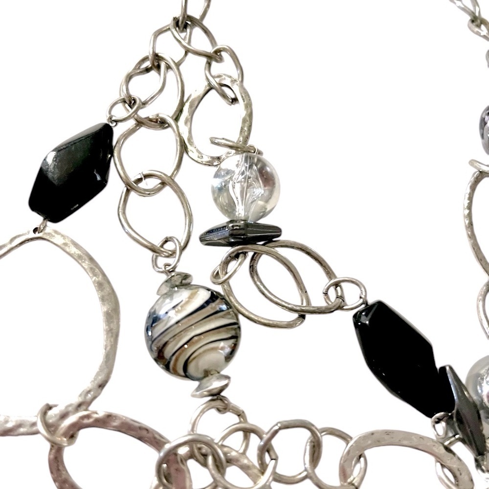 Ruby Rd Layered Look Beaded Necklace Silver/Black/Gray - Picture 5 of 5